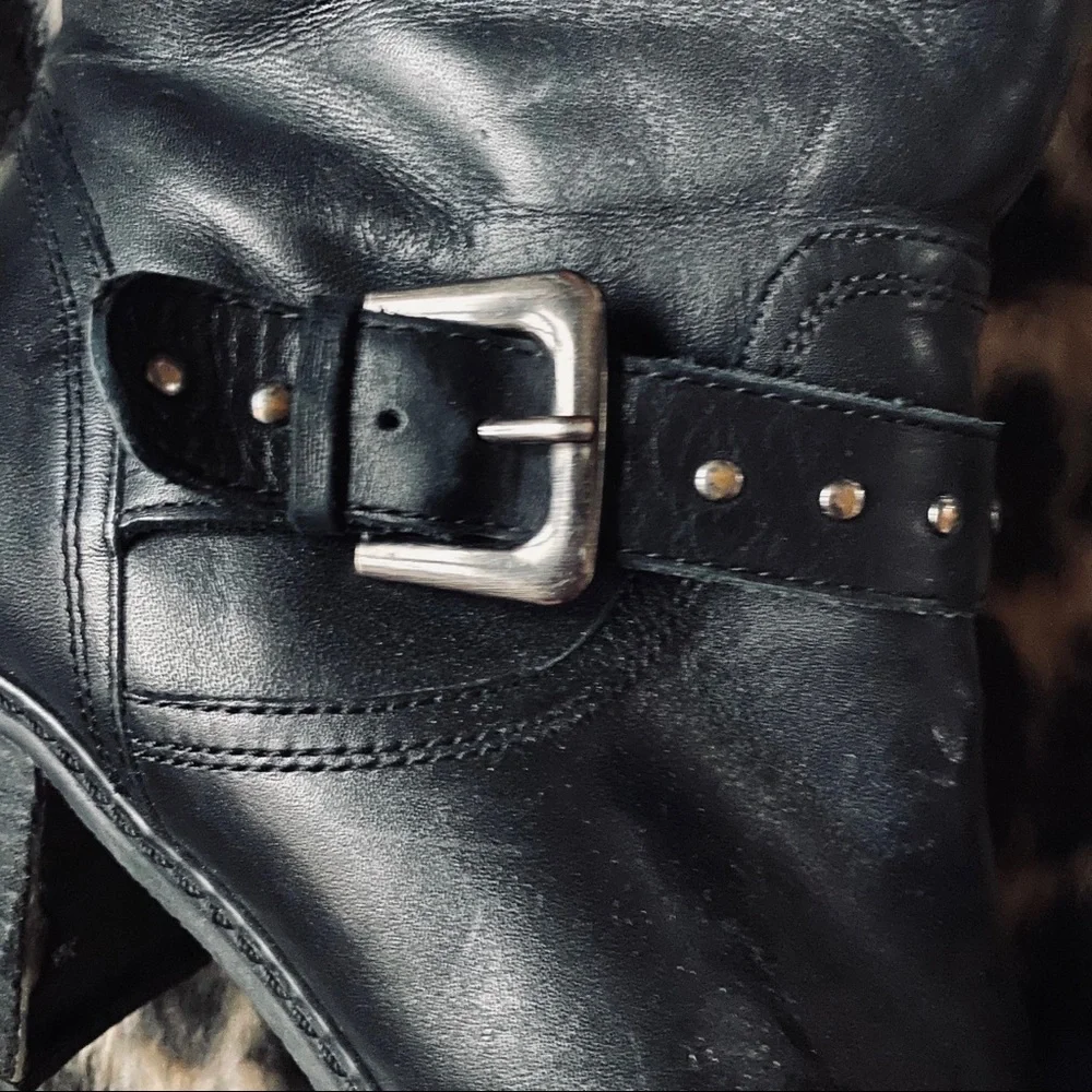 Anne Klein black Brier Moto ankle boots